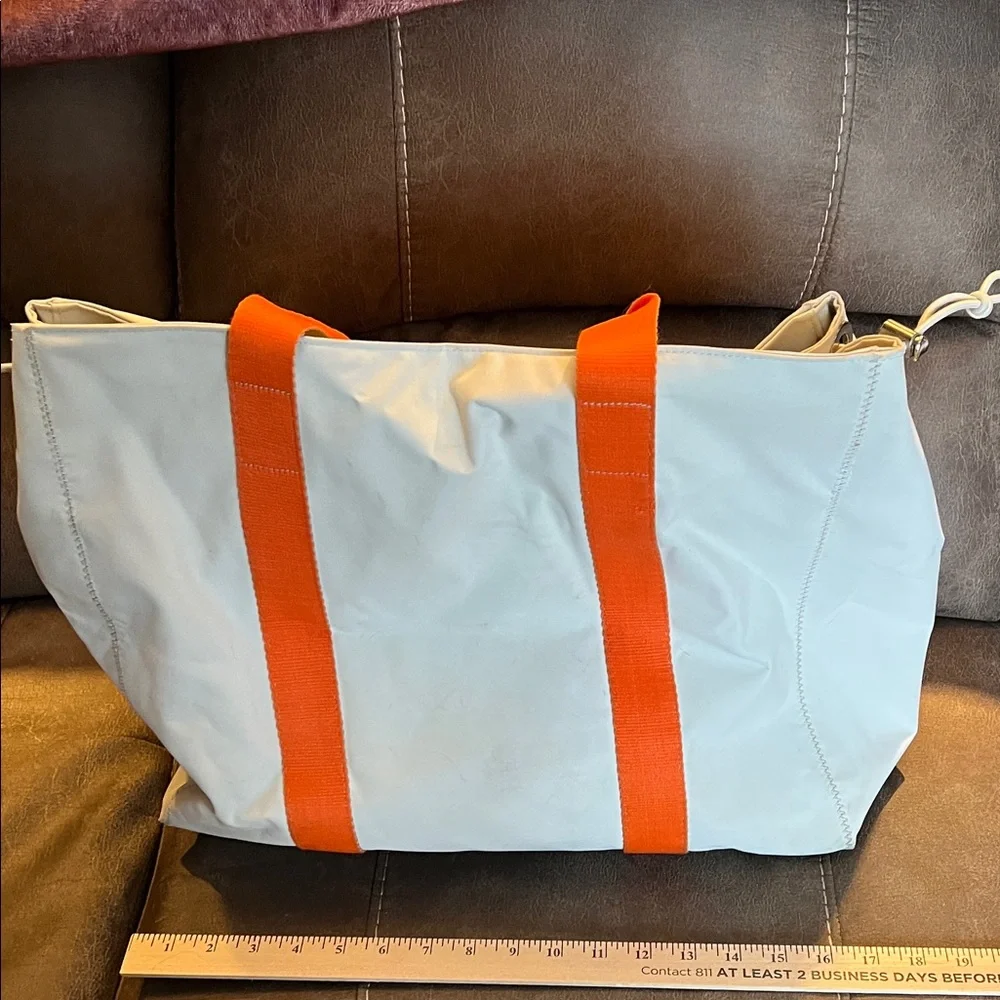 Banana Republic White Tote Bag with Orange Handles
